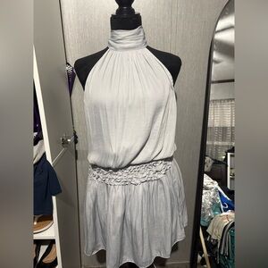 Elegant Halter Neck Dress in Light Gray